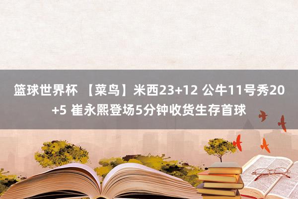 篮球世界杯 【菜鸟】米西23+12 公牛11号秀20+5 崔永熙登场5分钟收货生存首球